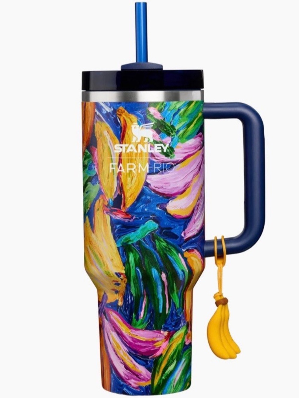 Stanley x Farm Rio Blue Handle Multicolor Painted Tumbler